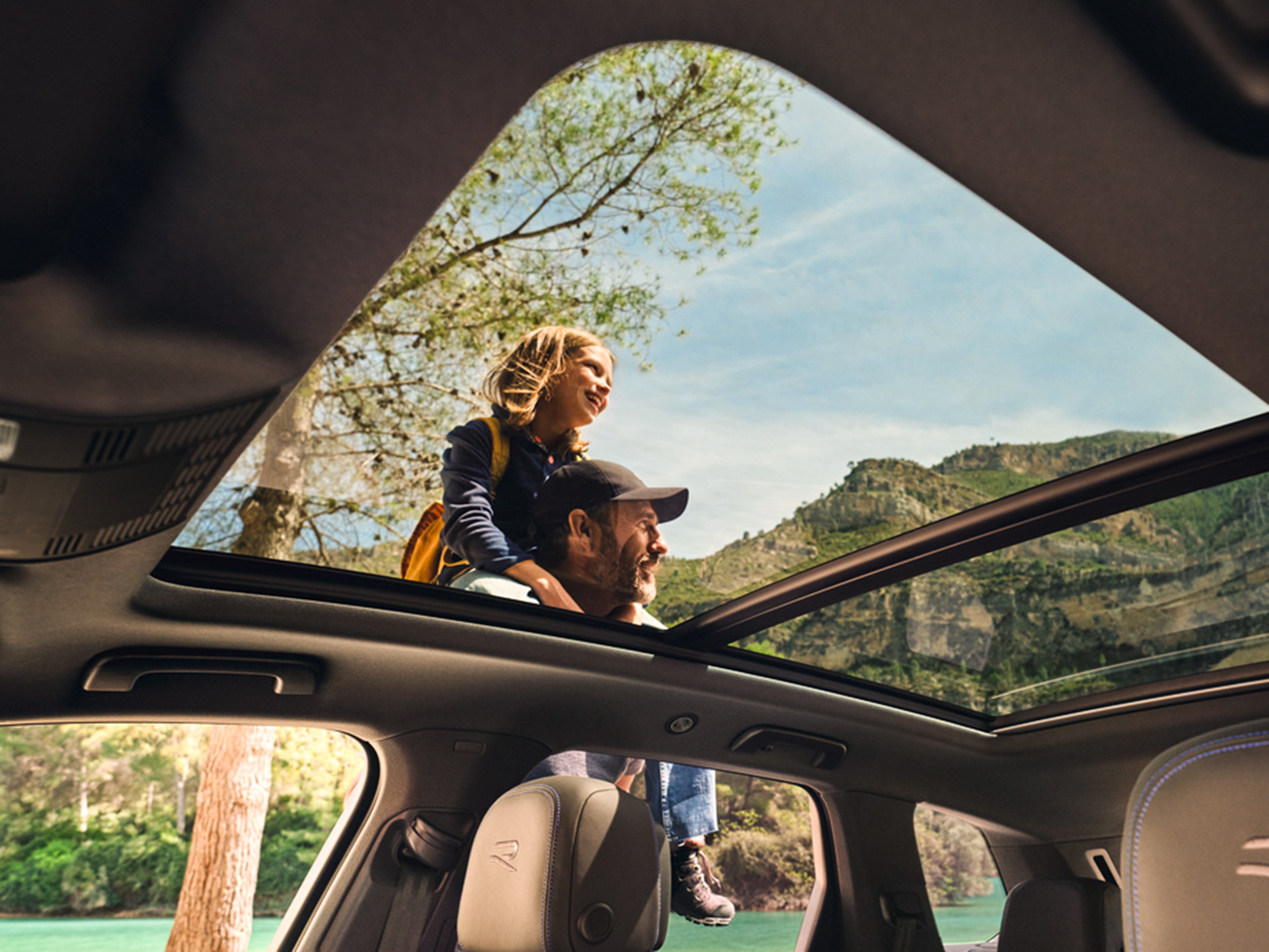 Tim with Kate open roof